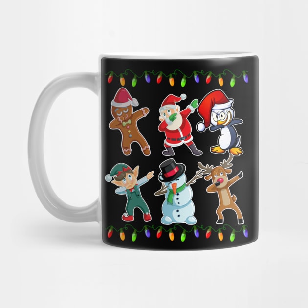 Dabbing Santa Elf Reindeer Gingerbread Penguin Friend Lights by johnbbmerch